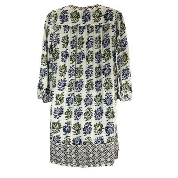 Loft Size XS Dress Sheath Button Front White Blue Floral Print Half Sleeve - Picture 6 of 9